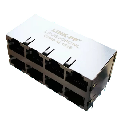 La entrada apilada 8 del lado del RJ45 LPJE308CNL vira el enchufe modular de 2x4 hacia el lado de babor Rj45 8P8C