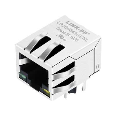 Conector RJ45 de cuerpo corto Gigabit con pestaña hacia abajo HFJ11-1G41E-L12RL 1x1