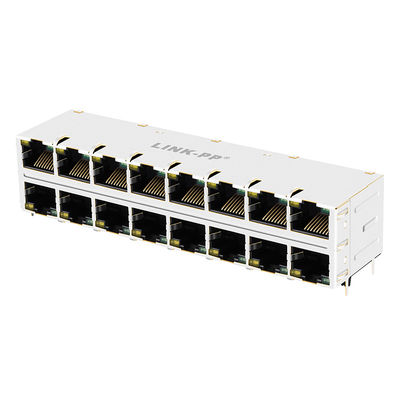 2 x 8 tarjetas PC apiladas puerto del EJE RJ45 blindadas con el finger 0810-2H8R-28 de la EMI