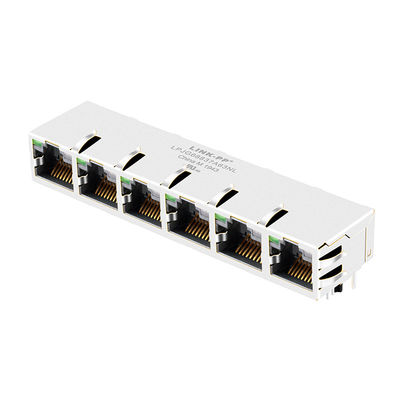 Conectores registradoes puerto de Ethernet de Internet RJ45 de los enchufes del Lan 1x6 del gigabit de JG0-0070NL