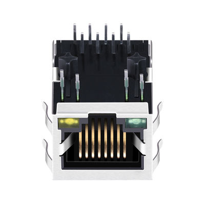 Base-T Tab Down Green/enchufes modulares magnéticos llevados amarillos Rj45 del puerto 1x1 de J0035D21BNL 10/100