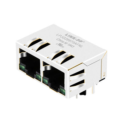 Gigabit agrupado RJ45 W/LED de la Etiqueta-Abajo de HFJ12-1G16ER-L11RL FastJack 1x2