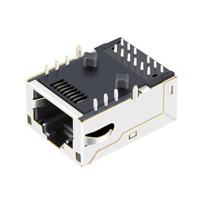 L8BE-1G1T-91A RJ45 magnético Jack 100 verdes del puerto de Tab Up 1X1 de la base-T llevados protegido con EMI Finger