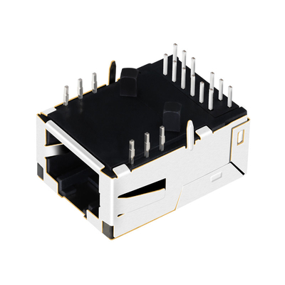 El conector portuario del perfil bajo Rj45 de la base-T de G10-1GHN-056 1 Tab Up 10G protegió con EMI Finger