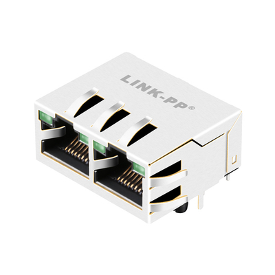 1840572-7 1000 puertos Rj45 de Tab Up 1x2 de la base-T protegieron el conector con verde/el LED verde