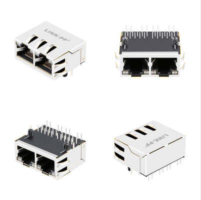 Puerto 1000 de Tab Up 1x2 de la base-T Rj45 Jack With Magnetics 1840572-6 con GY/GY LED