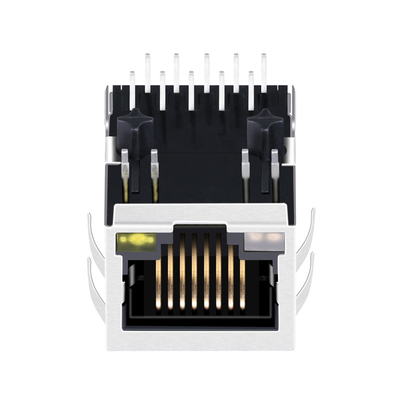 10G base-T Tab Down 1 puerto a través del agujero RJ45 Jack With Leds magnético JTH-0024NL