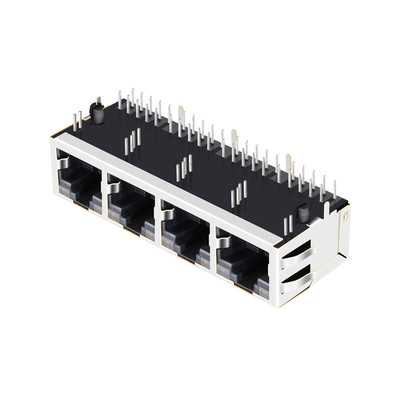 La base-T de JT6-1480NL 10G protegió la etiqueta del puerto 1x4 ENCIMA del conector del PWB Rj45 de ángulo recto con el LED