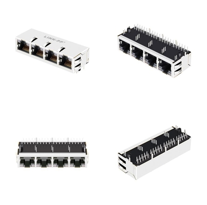 10G etiqueta del puerto de la base-T 1x4 PARA ARRIBA a través del agujero RJ45 magnético Jack JT6-1473NL