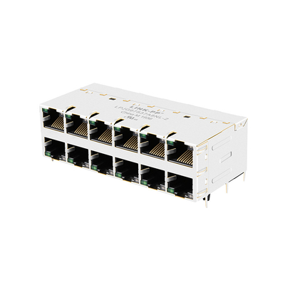 Puerto magnético de la base-T 2x6 de los enchufes 10G de JT5-2670NL THT RJ45 con el LED