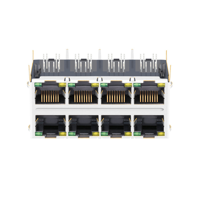 base-T compatible magnética de los PP 10G del VÍNCULO de los conectores JT5-2410NL de 2x4 RJ45 con el LED