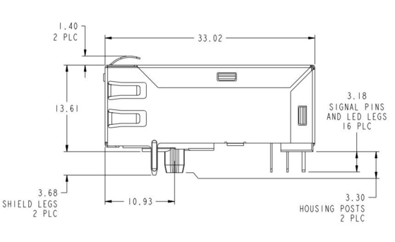 1-1840784-1 el gigabit 1000base-T Rj45 integró los módulos de conector Tab Up