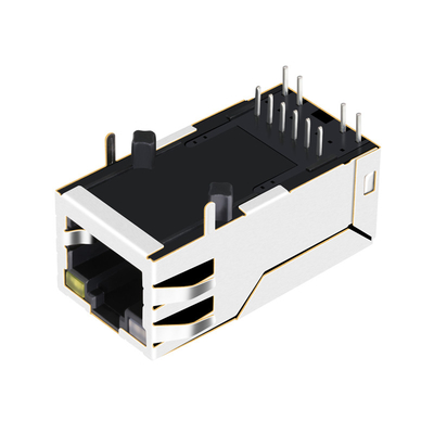 0875-1X1T-P2 6 Pin Rj 45 Magjack solo 10/100BASE-T portuario Tab Up OG/Y llevó