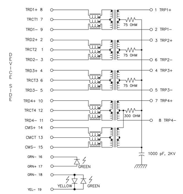 El solo puerto Tab Down 10GBASE-T RJ45 Jack Female Connector GY/G de JT3-1115HL llevó