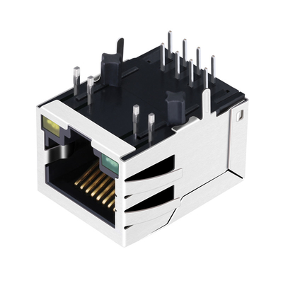El puerto RJ45 Jack magnético 8P8C de JXD0-9006NL 100BASE-T Tab Down 1X1 con GREEN/YELLOW llevó