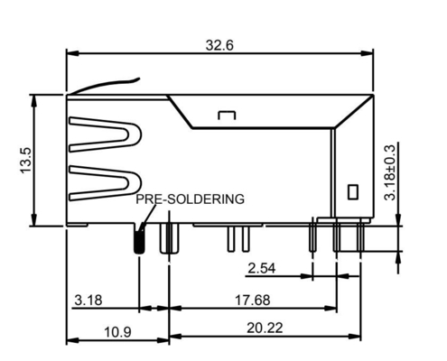 Solo conector magnético del puerto 2.5G BASE-T POE+ RJ45 de 56F-1803DGDZ2NL 1A