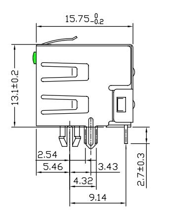 6116173-5 los conectores Rj45 con LED 8P8C protegieron a través - del agujero LPJE101AWNL 1